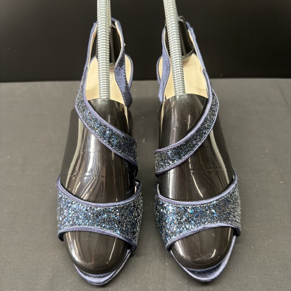 Benjamin Walk Touch Ups Sandals Womens Size 7.5 Blue Rhinestone Heel Dress - Picture 3 of 7